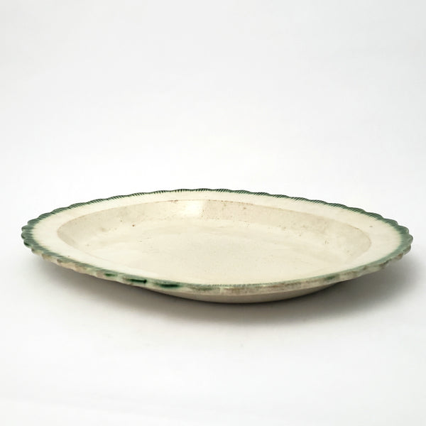 Early 19th Century Green Feather Edge Oval Platter 15 1/2" Creamware