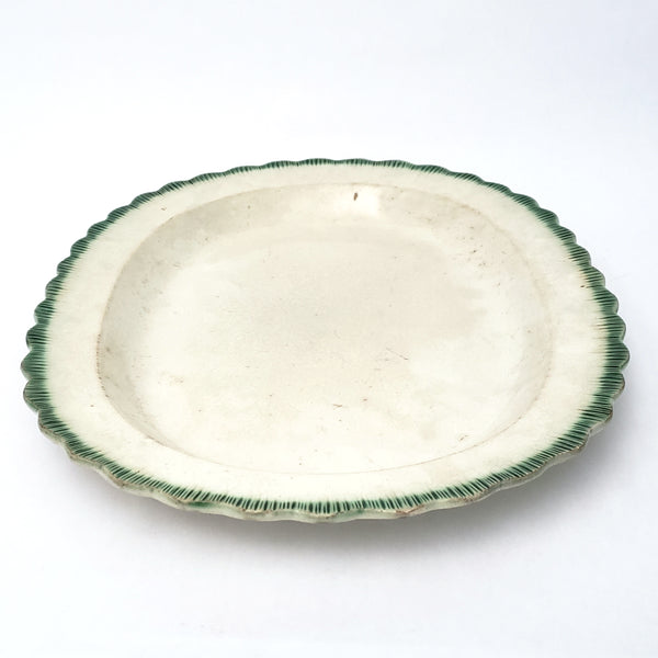Early 19th Century Green Feather Edge Oval Platter 15 1/2" Creamware