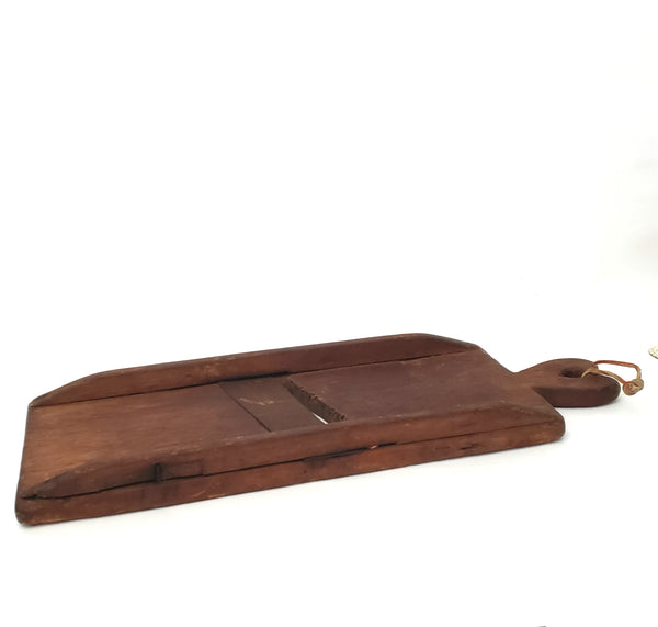 Primitive Pennsylvania Dutch Wooden Slaw Board Cabbage Cutter Carved Heart Handle