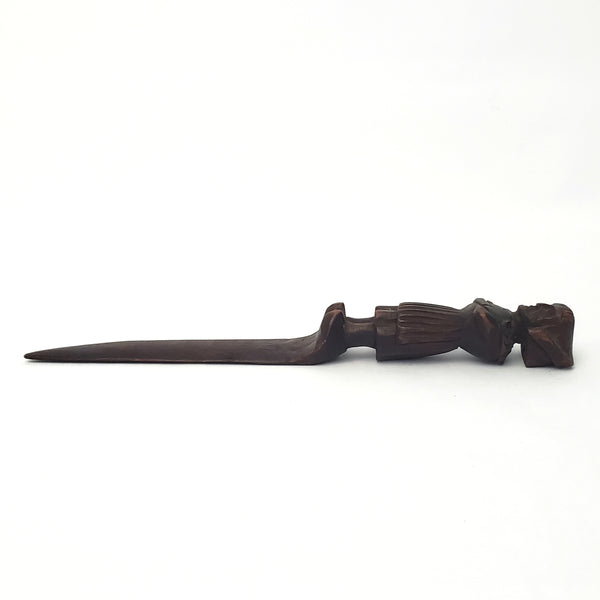 Hand Carved Wooden Letter Opener Figural Handle