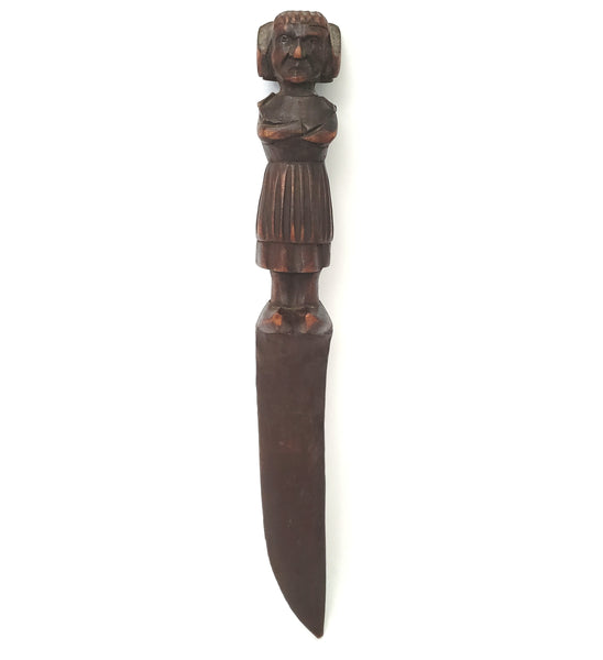Hand Carved Wooden Letter Opener Figural Handle