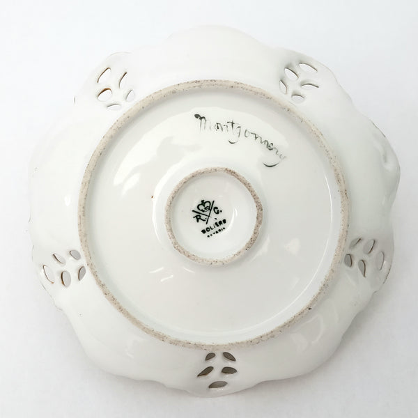 Antique Hand Painted Porcelain Candle Holder RC Moliere Bavaria Germany Artist Signed