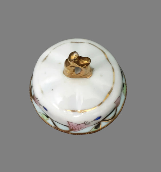 Antique Hand-Painted Nippon Chocolate Pot Set Serving for 4 Pink Floral Gold Gilt Trim