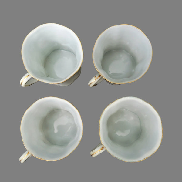 Antique Hand-Painted Nippon Chocolate Pot Set Serving for 4 Pink Floral Gold Gilt Trim
