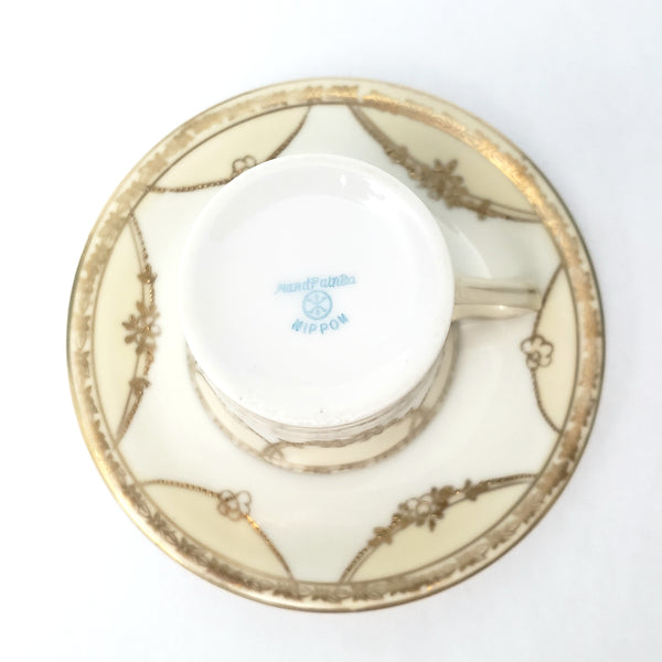 Antique Nippon Chocolate Pot Set Serving for 5 Gold Floral Swag on White