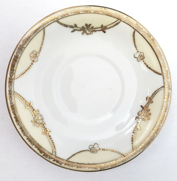 Antique Nippon Chocolate Pot Set Serving for 5 Gold Floral Swag on White