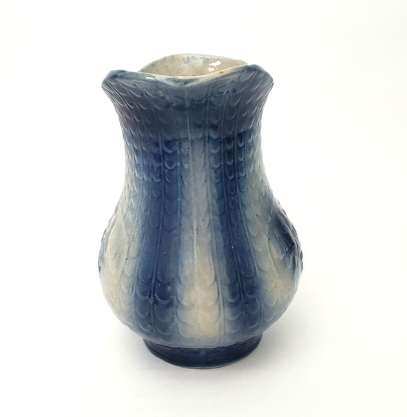 Antique Salt Glazed Blue & White Stoneware Pitcher Floral 2 Quart 9 3/4"