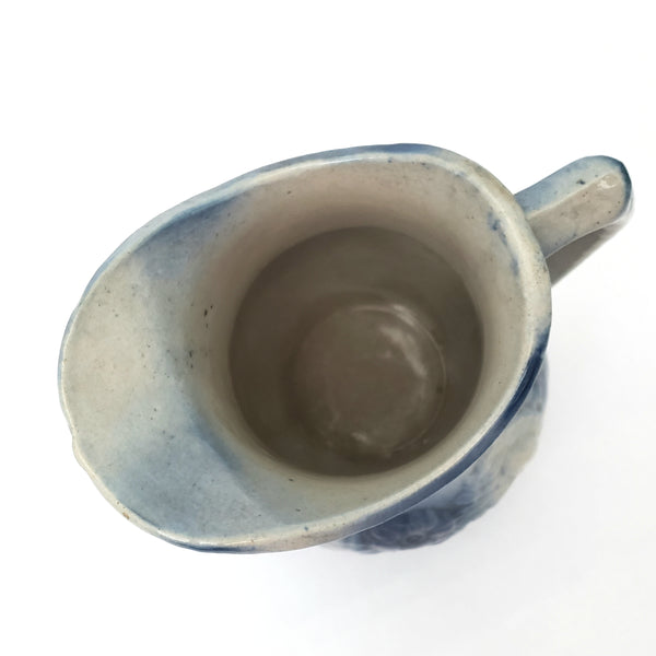 Antique Salt Glazed Blue & White Stoneware Pitcher Floral 2 Quart 9 3/4"