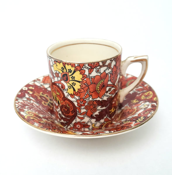 Vintage Alfred Meakin Demitasse Cup & Saucer Set Paisley England