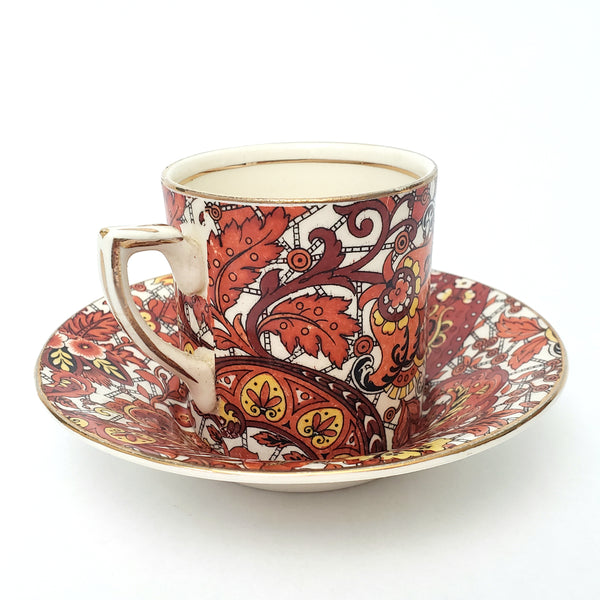 Vintage Alfred Meakin Demitasse Cup & Saucer Set Paisley England