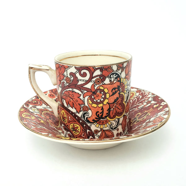 Vintage Alfred Meakin Demitasse Cup & Saucer Set Paisley England