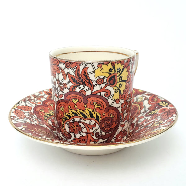 Vintage Alfred Meakin Demitasse Cup & Saucer Set Paisley England