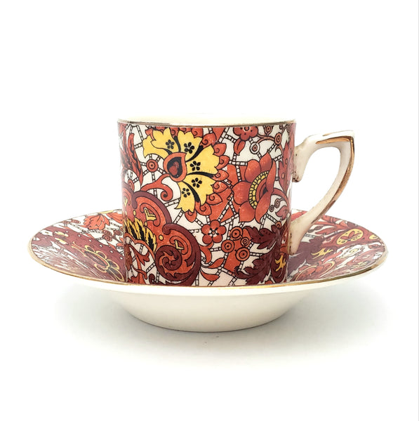 Vintage Alfred Meakin Demitasse Cup & Saucer Set Paisley England