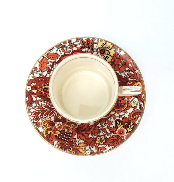 Vintage Alfred Meakin Demitasse Cup & Saucer Set Paisley England