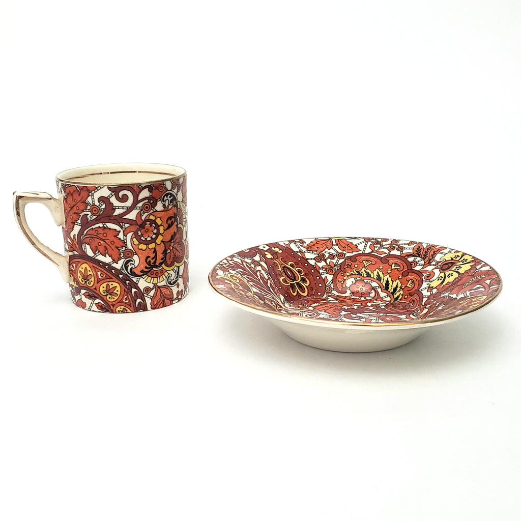 Vintage Alfred Meakin Demitasse Cup & Saucer Set Paisley
