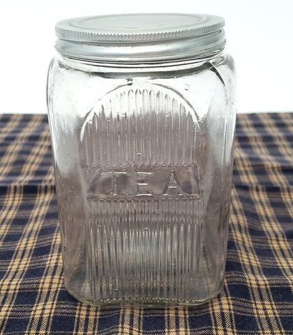 Vintage Clear Glass Storage TEA Jar Napanee Mission 