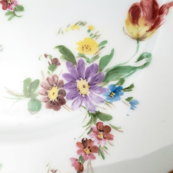 Antique Hand-Painted Luncheon Plates Floral Set of 4 by Hutschenreuther Selb Bavaria