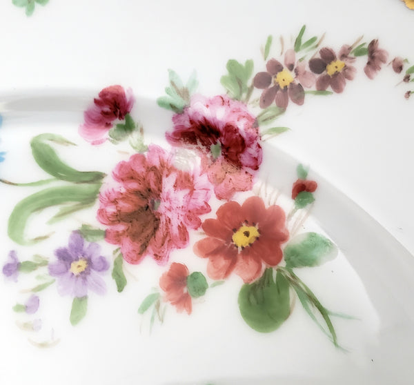 Antique Hand-Painted Luncheon Plates Floral Set of 4 by Hutschenreuther Selb Bavaria