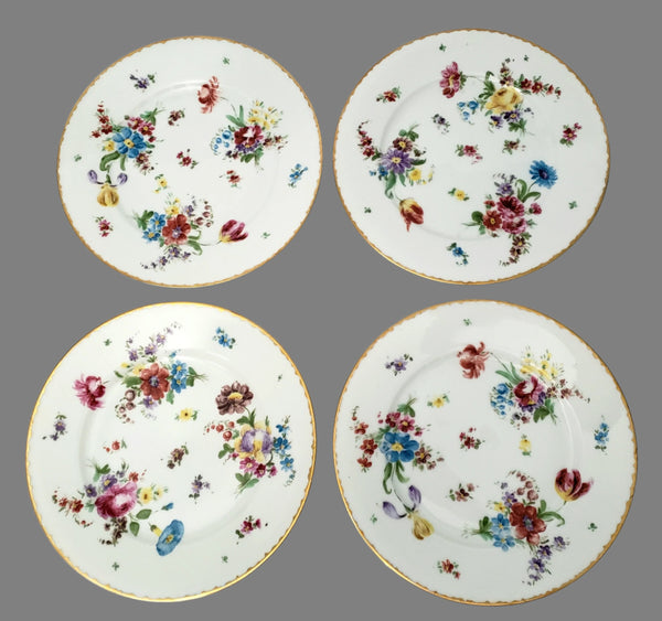 Antique Hand-Painted Luncheon Plates Floral Set of 4 by Hutschenreuther Selb Bavaria