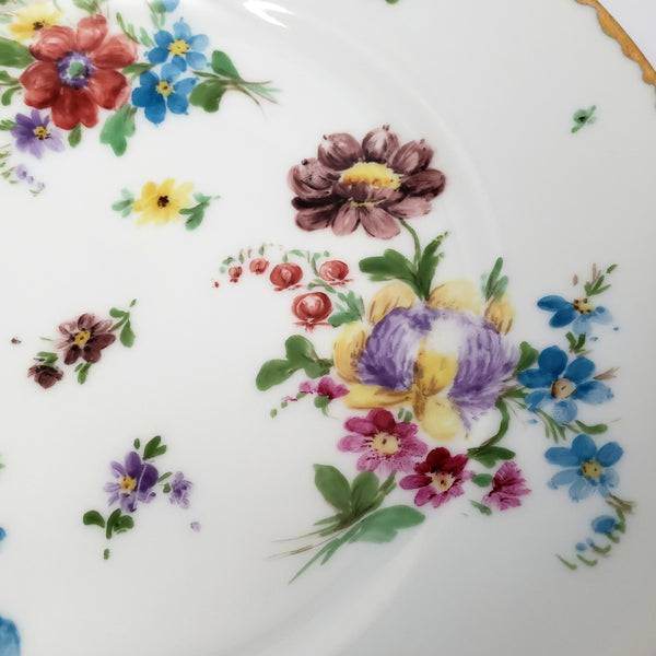 Antique Hand-Painted Luncheon Plates Floral Set of 4 by Hutschenreuther Selb Bavaria