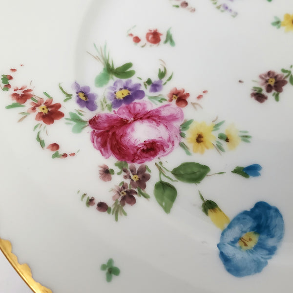 Antique Hand-Painted Luncheon Plates Floral Set of 4 by Hutschenreuther Selb Bavaria