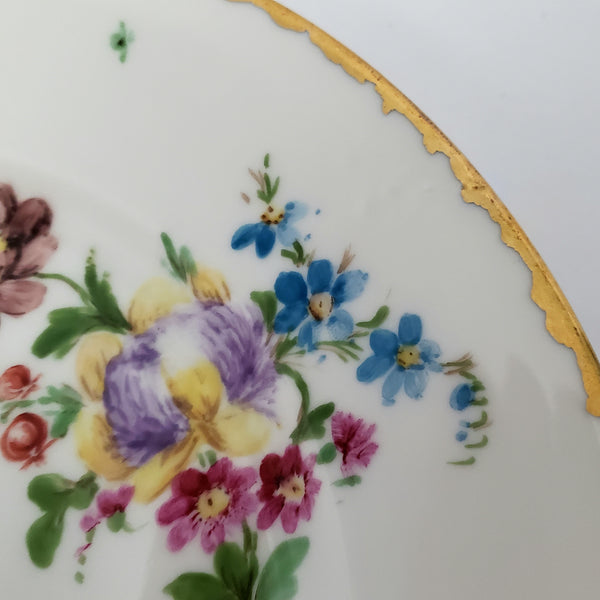 Antique Hand-Painted Luncheon Plates Floral Set of 4 by Hutschenreuther Selb Bavaria