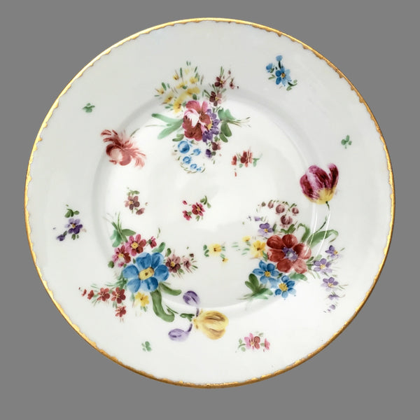 Antique Hand-Painted Luncheon Plates Floral Set of 4 by Hutschenreuther Selb Bavaria