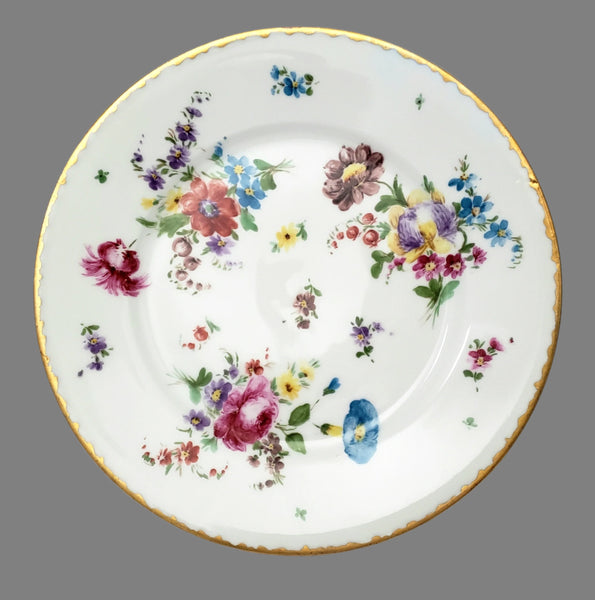 Antique Hand-Painted Luncheon Plates Floral Set of 4 by Hutschenreuther Selb Bavaria