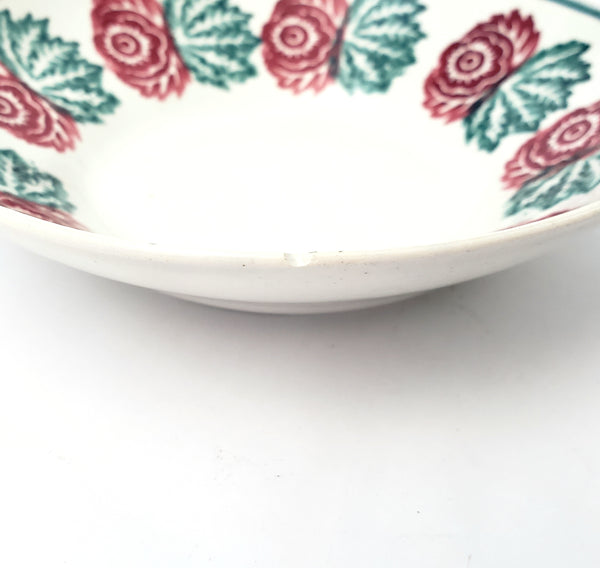 Antique Stick Spatter Handless Cup and Saucer Red & Green