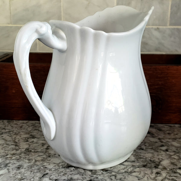 Antique White Ironstone Pitcher 7" by Johnson Brothers England