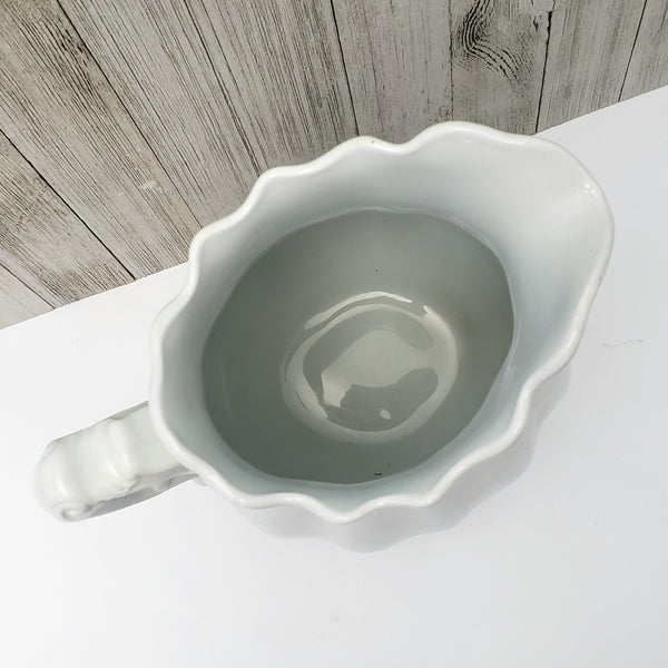 Antique White Ironstone Pitcher 9"  Ribbed 3 Quarts by Johnson Brothers England