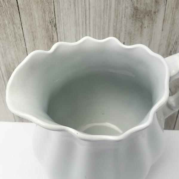 Antique White Ironstone Pitcher 9"  Ribbed 3 Quarts by Johnson Brothers England