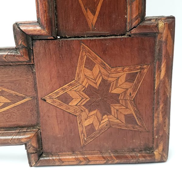 Large Antique Art Deco Wooden Inlay Picture Frame No Glass 26 1/2" x 8 1/2"