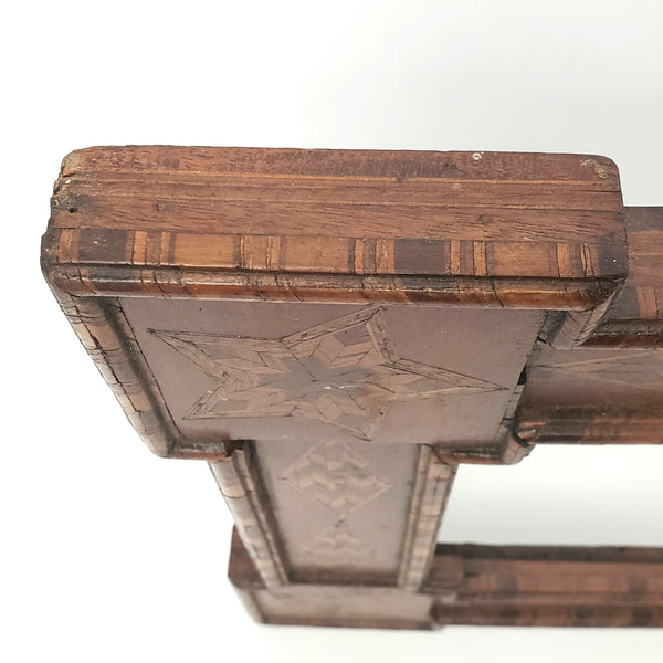Large Antique Art Deco Wooden Inlay Picture Frame No Glass 26 1/2" x 8 1/2"