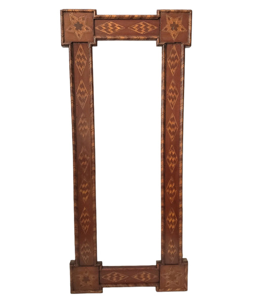 Large Antique Art Deco Wooden Inlay Picture Frame No Glass 26 1/2" x 8 1/2"