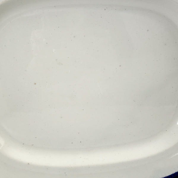 Antique Oval Blue Feather Edged Platter 16"