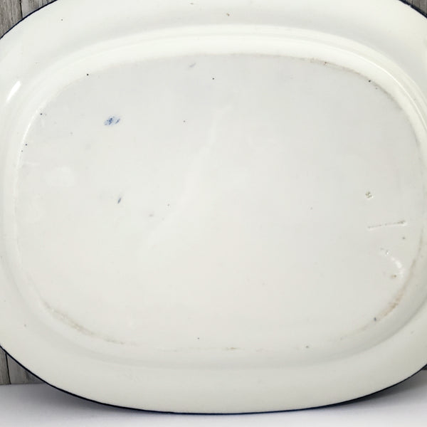 Antique Oval Blue Feather Edged Platter 16"