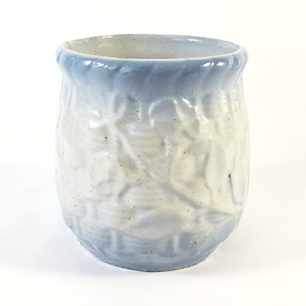 Antique Blue & White Salt Glazed Stoneware Jar "Raisins" No Lid