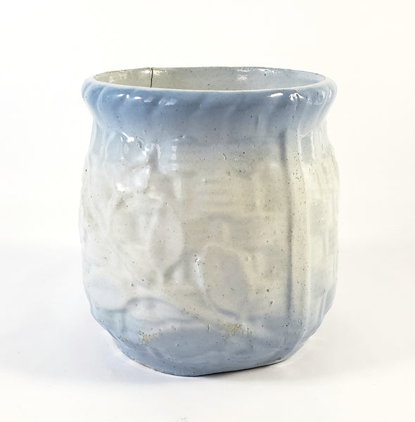 Antique Blue & White Salt Glazed Stoneware Jar "Raisins" No Lid