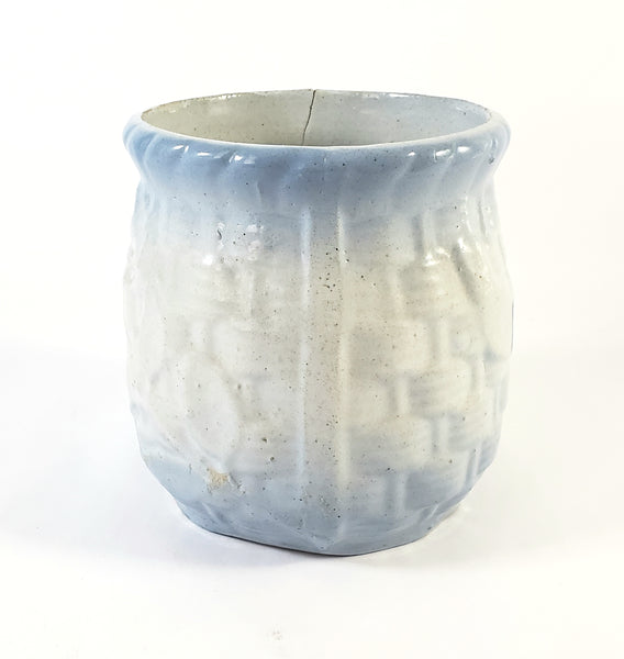 Antique Blue & White Salt Glazed Stoneware Jar "Raisins" No Lid