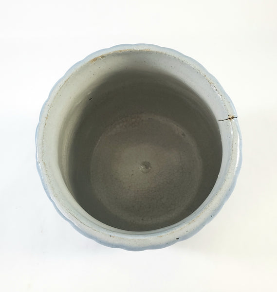 Antique Blue & White Salt Glazed Stoneware Jar "Raisins" No Lid