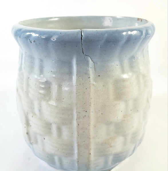 Antique Blue & White Salt Glazed Stoneware Jar "Raisins" No Lid