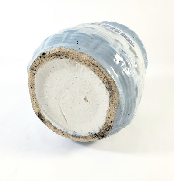 Antique Blue & White Salt Glazed Stoneware Jar "Raisins" No Lid