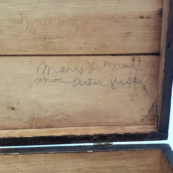 Old Black Painted Wooden Storage Keepsake Box