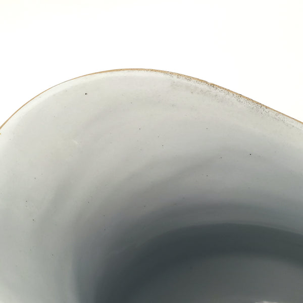Antique White Ironstone Milk Pitcher Light Blue Band 7" by JW Pankhurst England