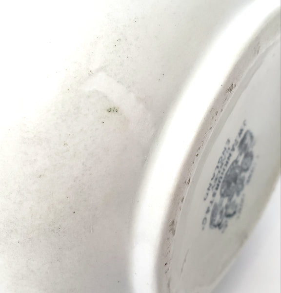 Antique White Ironstone Milk Pitcher Light Blue Band 7" by JW Pankhurst England