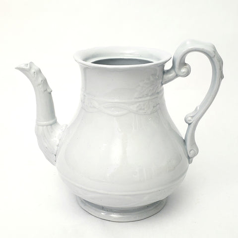 Antique White Ironstone Teapot 2 Quarts No Lid