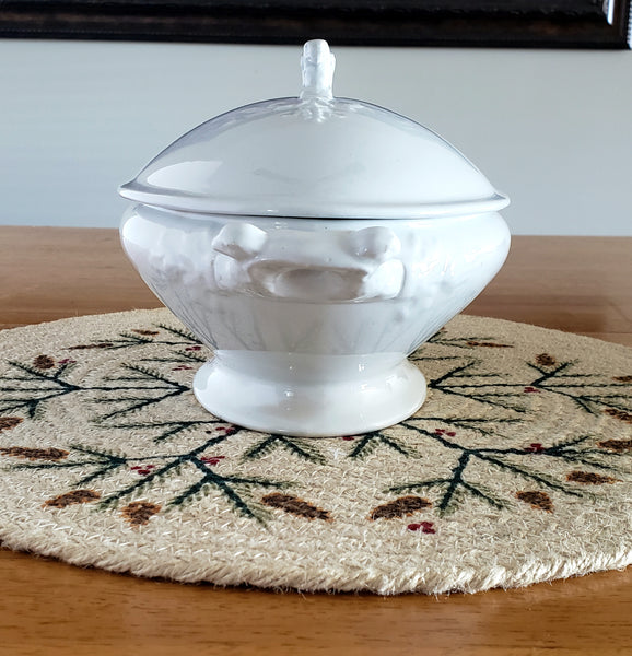 Antique White Ironstone Covered Vegetable Tureen Eagle Head Pratt & Simpson England