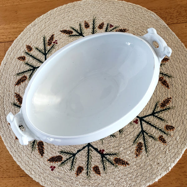 Antique White Ironstone Covered Vegetable Tureen Eagle Head Pratt & Simpson England
