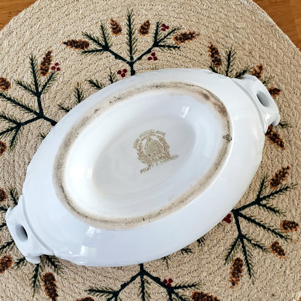 Antique White Ironstone Covered Vegetable Tureen Eagle Head Pratt & Simpson England